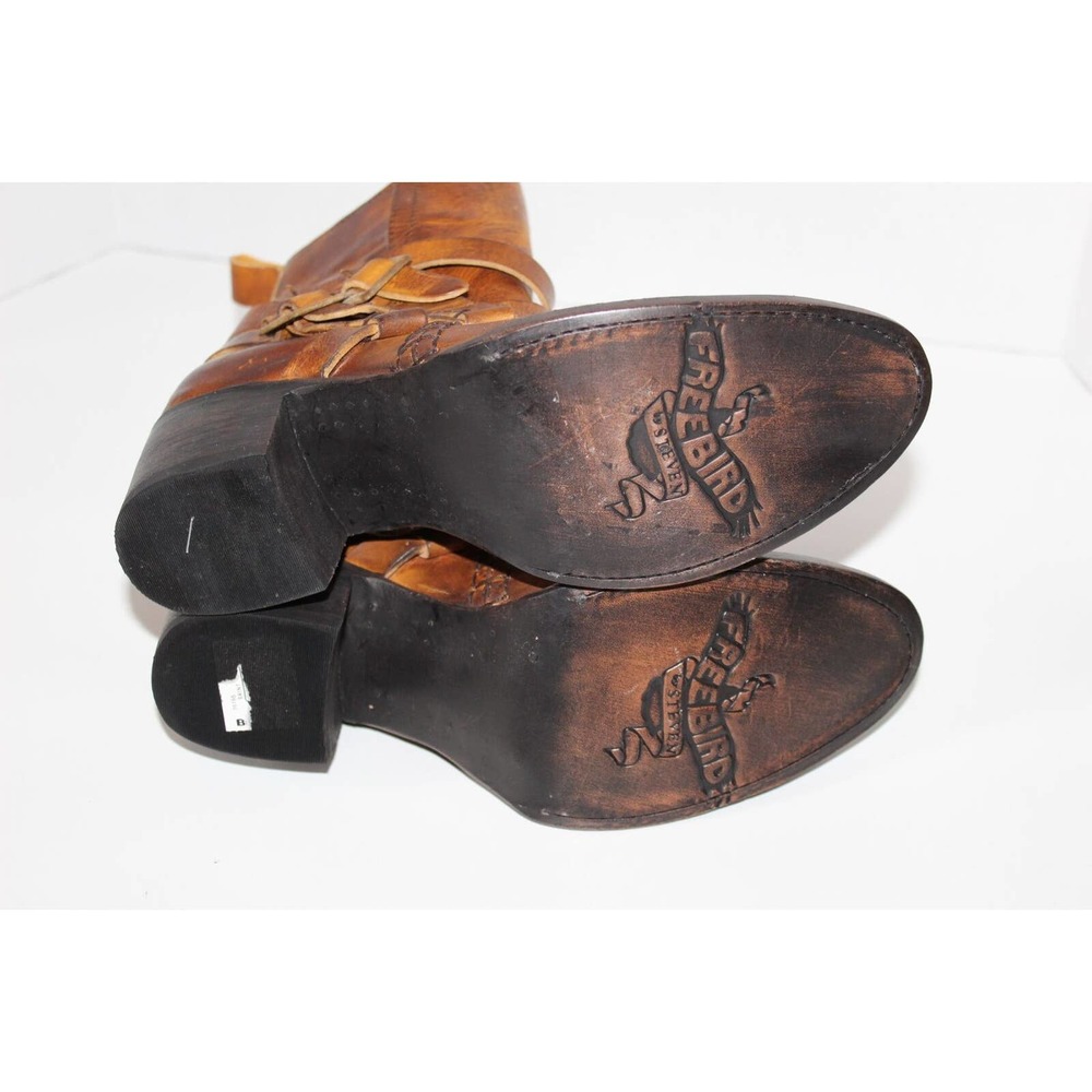 Free Bird Saint Leather Ankle Bootie Cognac Burnished Brown Boots Size 7 H13913 - Picture 11 of 12